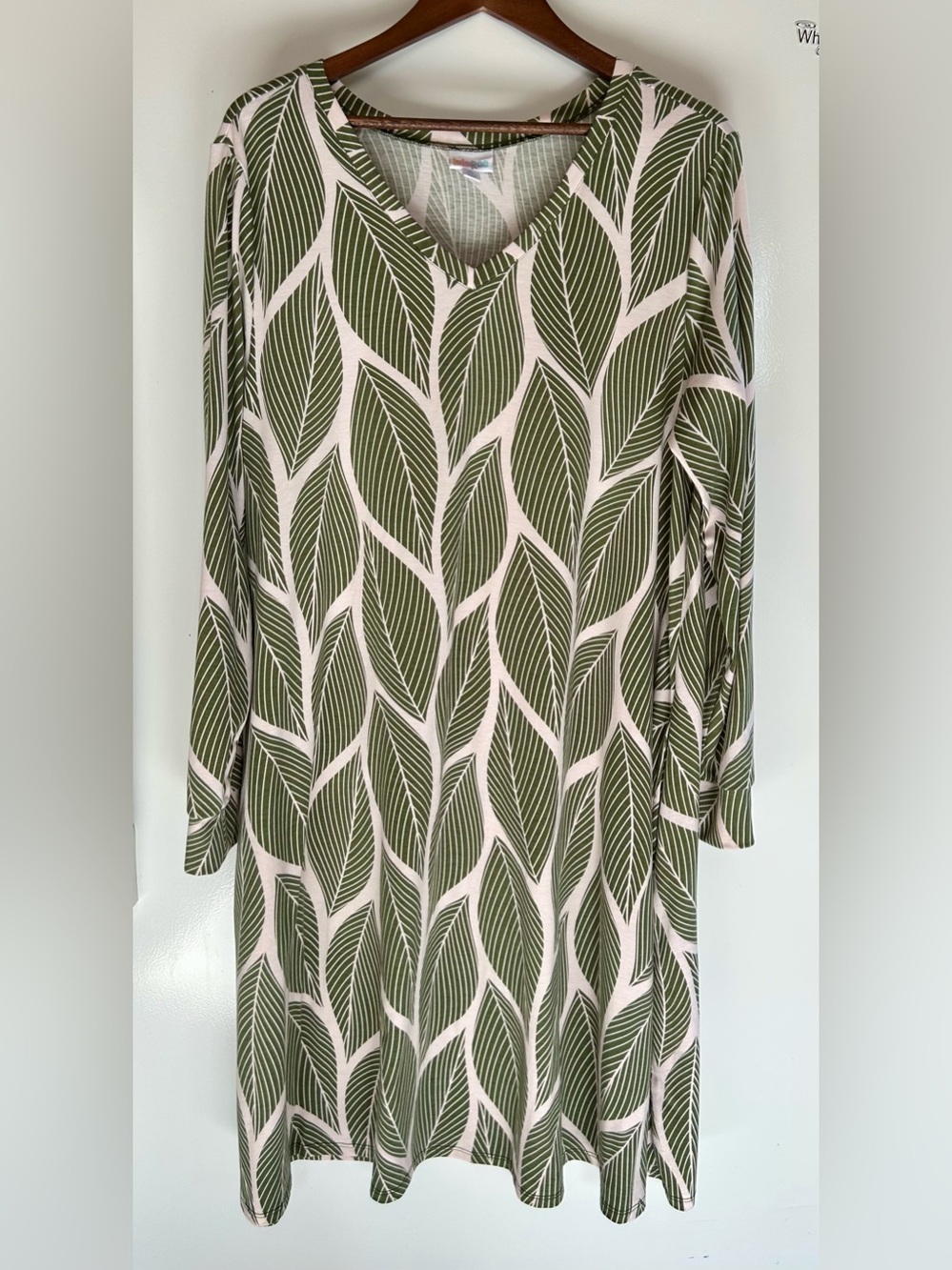 LuLaRoe Emily dress size XL olive green cream pockets - Picture 3 of 15